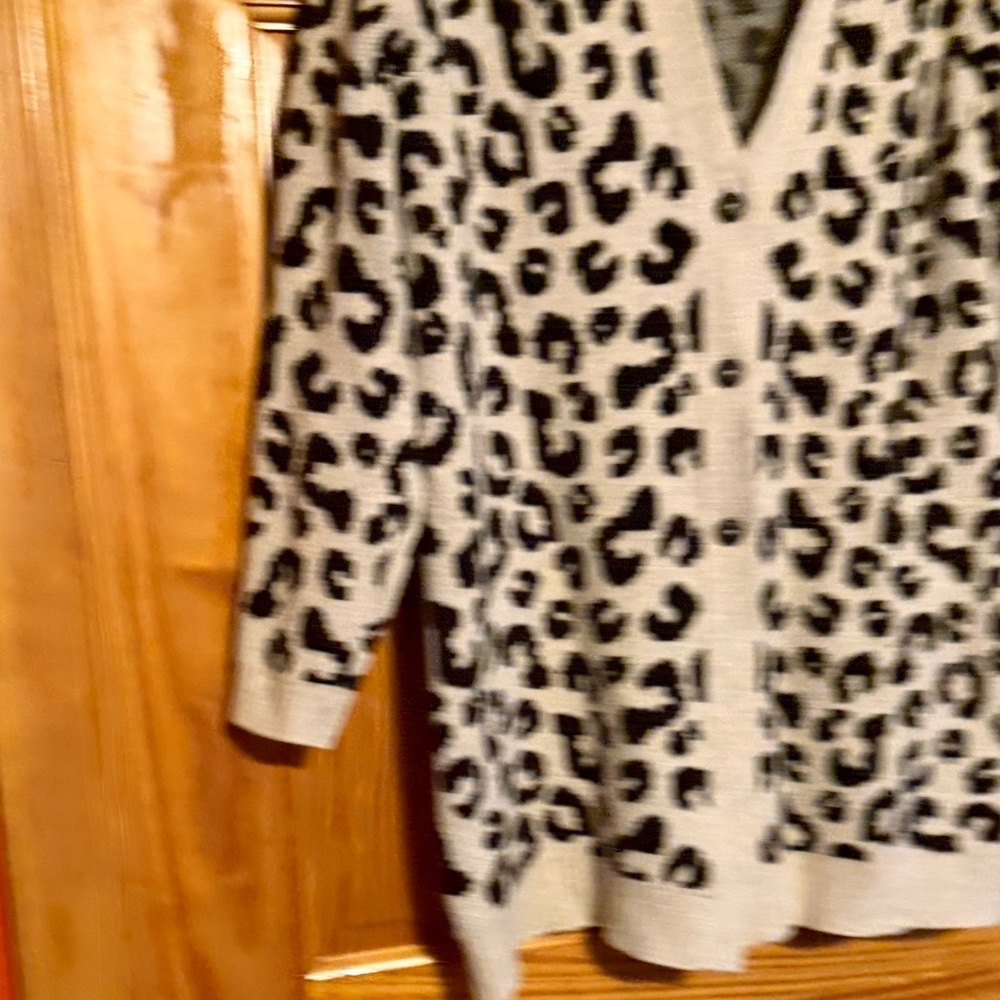 J. Jill Black and Cream Leopard Cardigan - Picture 5 of 10